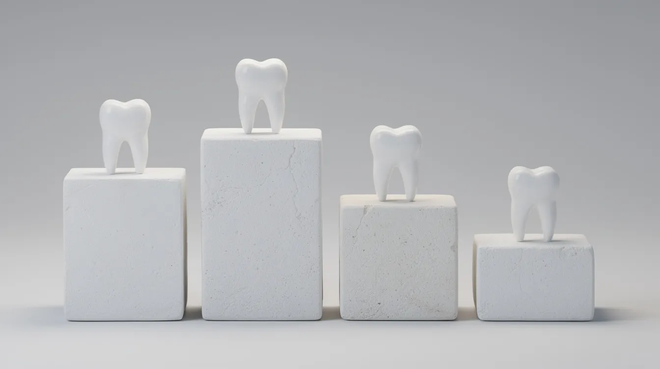 The image features five pedestals of varying heights, each supporting a single tooth, symbolizing the different aspects of dental practices and the importance of effective dental billing services. This visual representation highlights the significance of streamlined operations and accurate claims management in the dental industry.